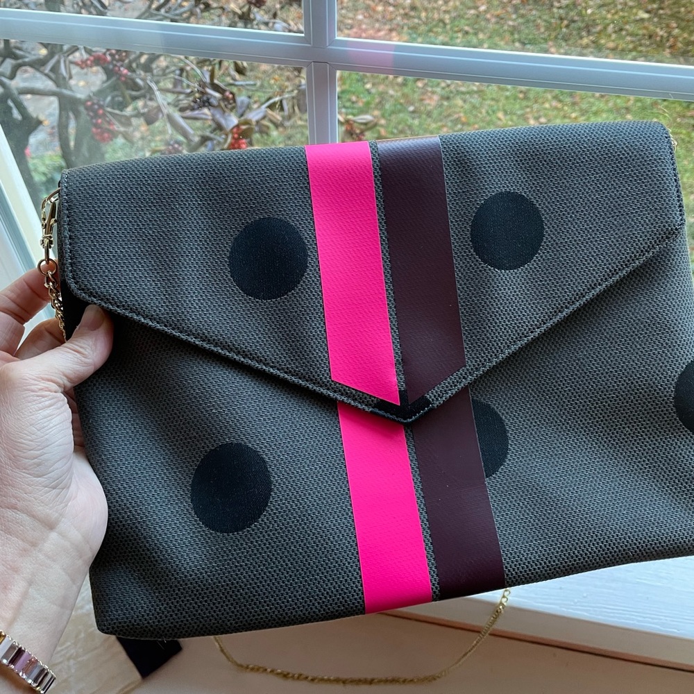 S&D Polka Dot Clutch with Gold Chain